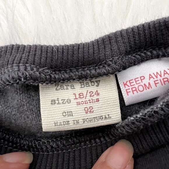 Zara Baby 18-24M Just Shine Gray Polka Dot 3D Tassel Sweatshirt Pullover - Picture 4 of 6